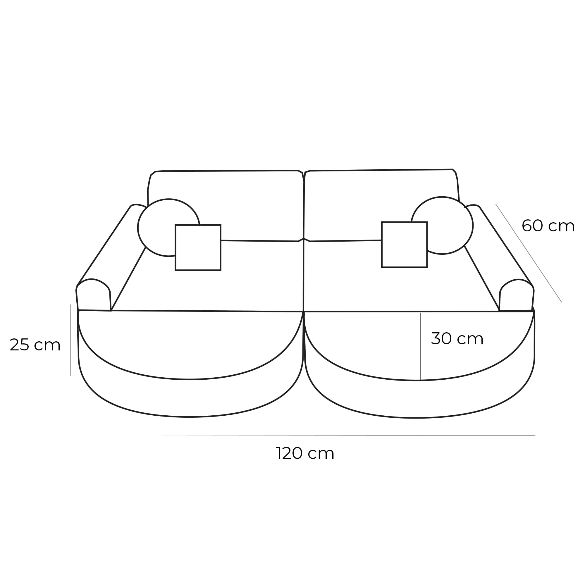 Canapé de jeu modulable Pocket 120cm en velours Corduroy à larges côtes Aesthetic | 12 Pièces