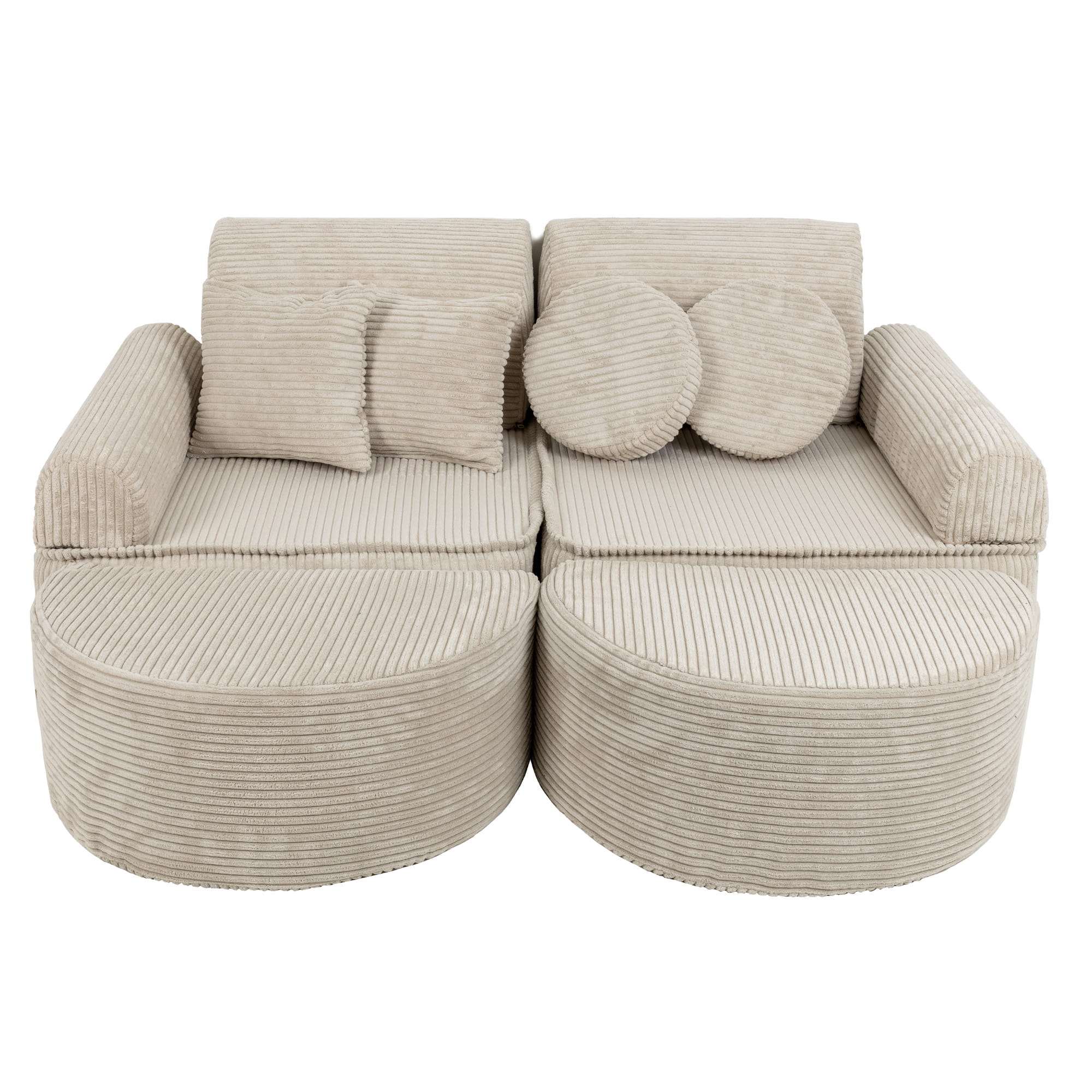 Canapé de jeu modulable Pocket 120cm en velours Corduroy à larges côtes Aesthetic | 12 Pièces