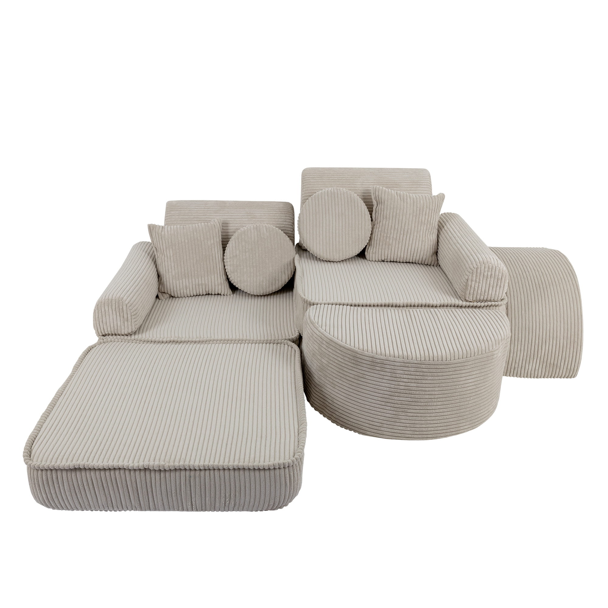 Canapé de jeu modulable Pocket 120cm en velours Corduroy à larges côtes Aesthetic | 12 Pièces