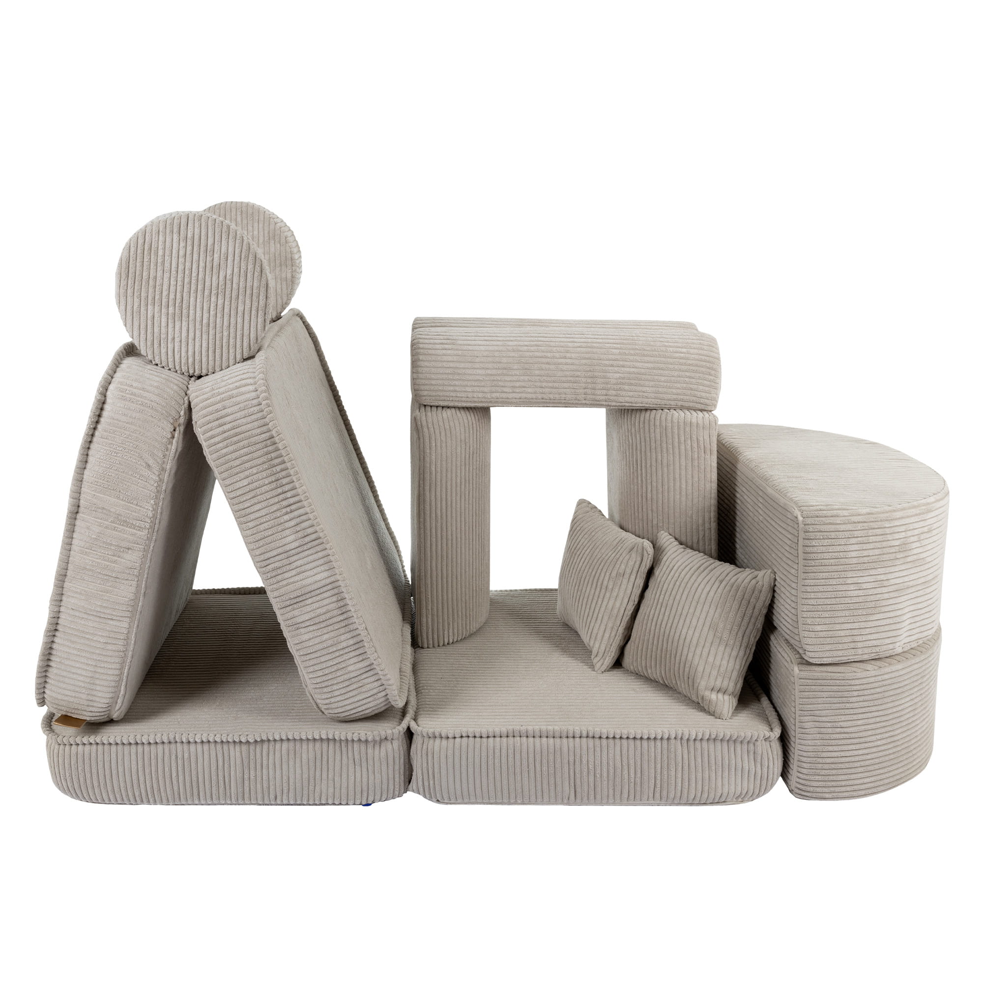 Canapé de jeu modulable Pocket 120cm en velours Corduroy à larges côtes Aesthetic | 12 Pièces