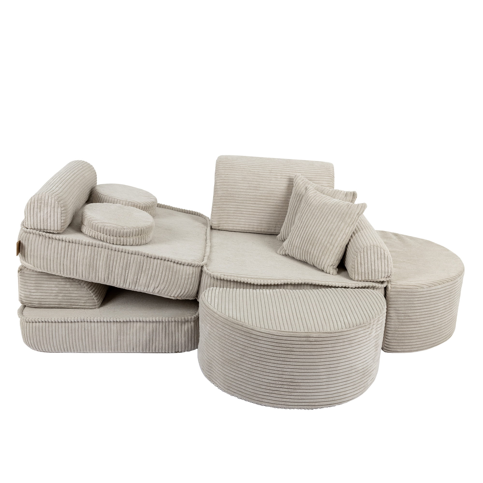 Canapé de jeu modulable Pocket 120cm en velours Corduroy à larges côtes Aesthetic | 12 Pièces