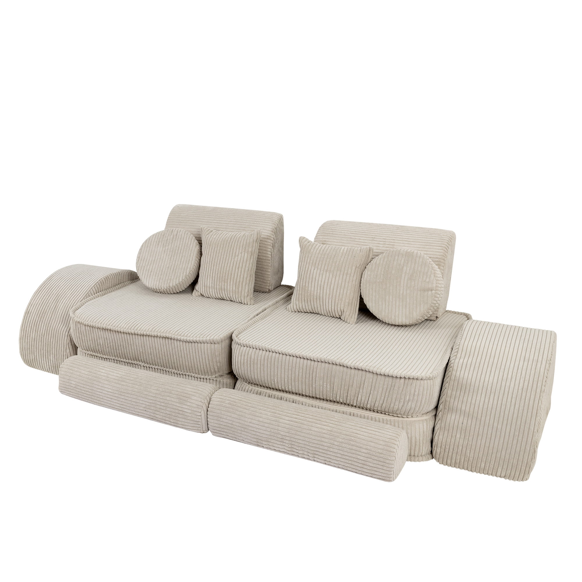 Canapé de jeu modulable Pocket 120cm en velours Corduroy à larges côtes Aesthetic | 12 Pièces