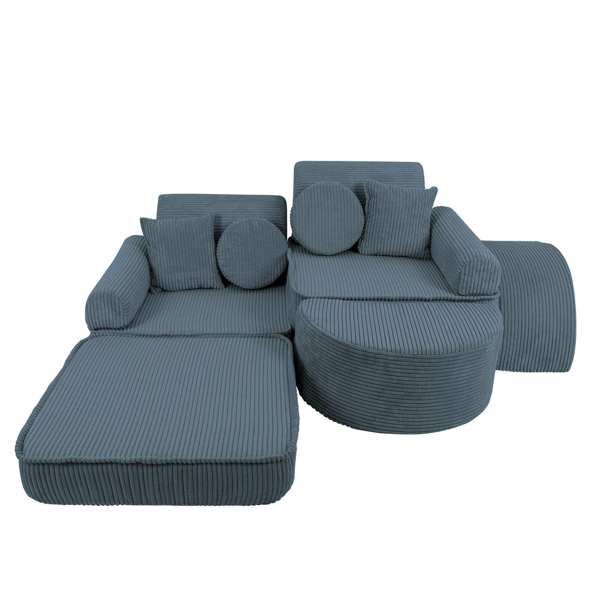 Canapé de jeu modulable Pocket 120cm en velours Corduroy à larges côtes Aesthetic | 12 Pièces