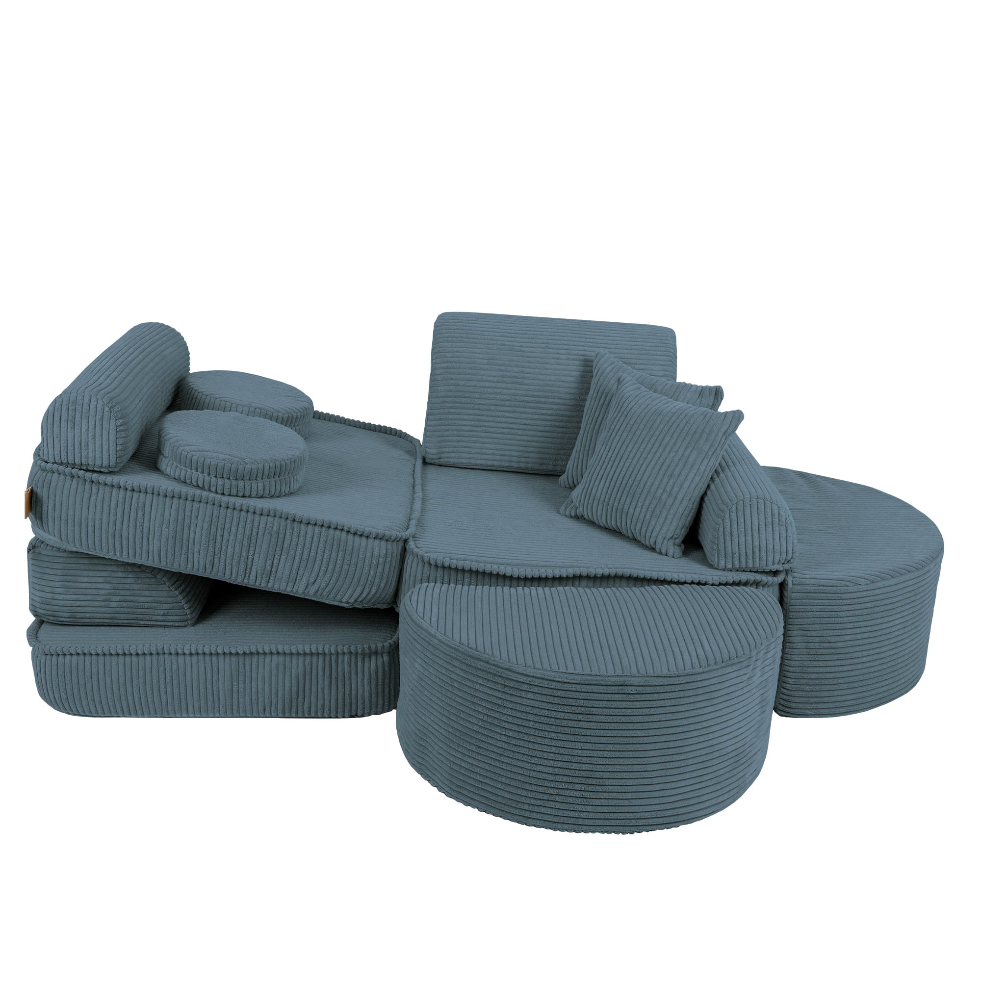 Canapé de jeu modulable Pocket 120cm en velours Corduroy à larges côtes Aesthetic | 12 Pièces