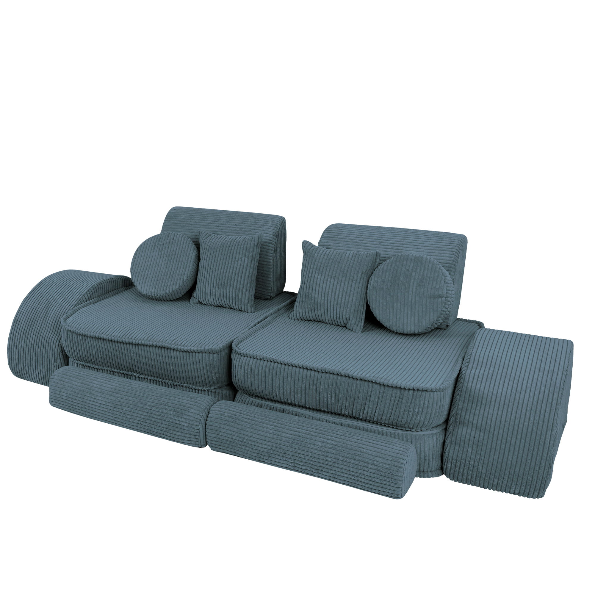 Canapé de jeu modulable Pocket 120cm en velours Corduroy à larges côtes Aesthetic | 12 Pièces