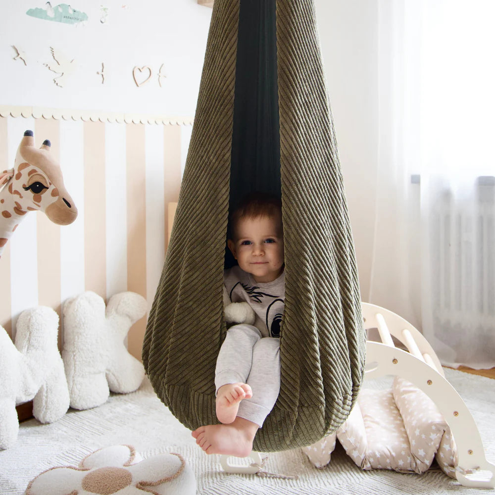 Balançoire Cocon d'intérieur, en velours Corduroy à larges côtes Aesthetic