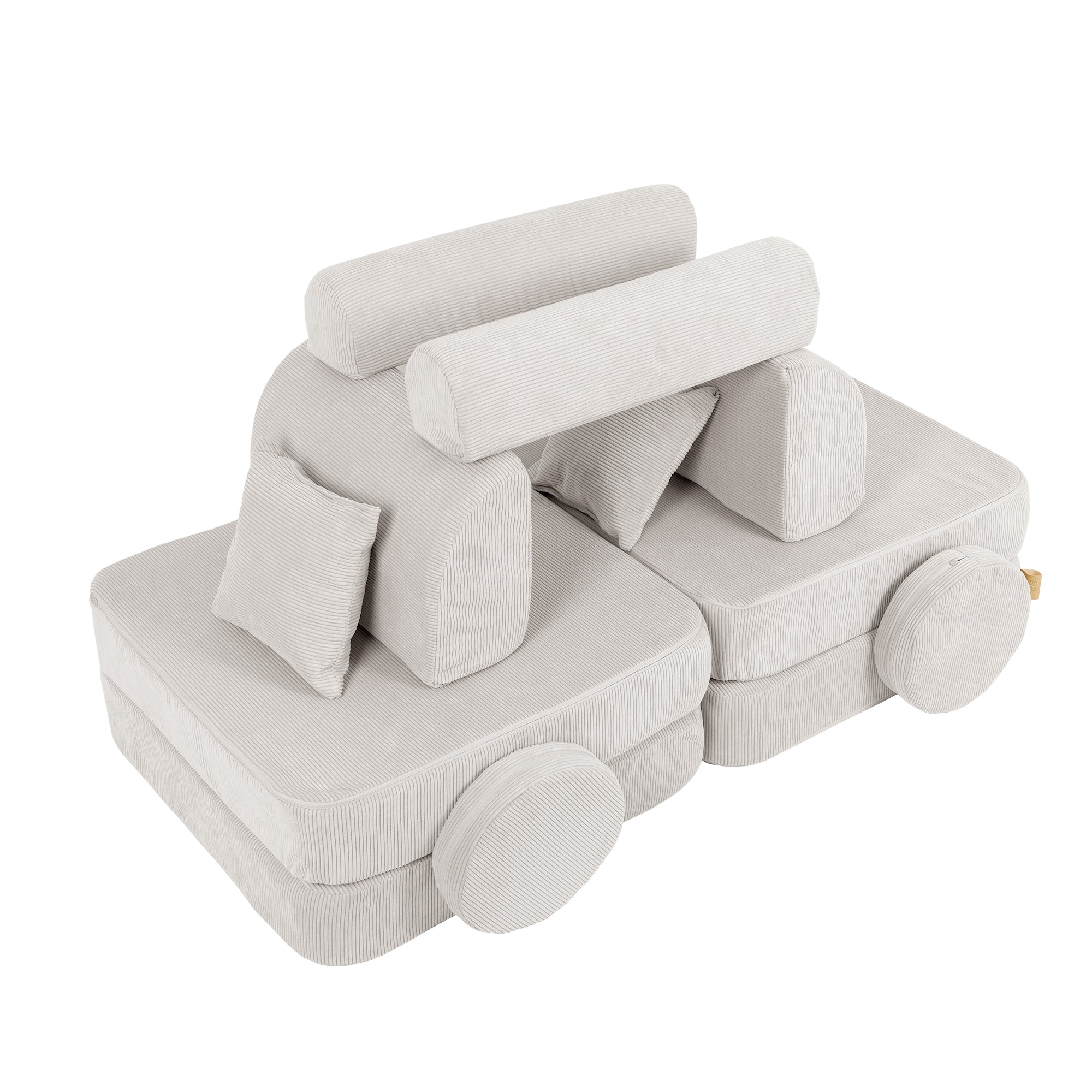 Canapé de jeu modulable Pocket 120cm en velours Corduroy à fines côtes Slimcord | 10 Pièces