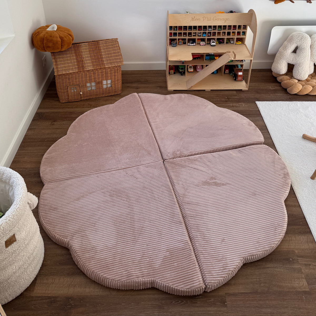 Tapis de jeu et d'éveil épais en velours Corduroy à larges côtes Aesthetic | Nuage
