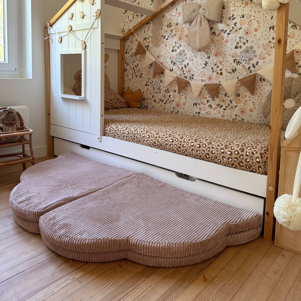 Tapis de jeu et d'éveil épais en velours Corduroy à larges côtes Aesthetic | Nuage