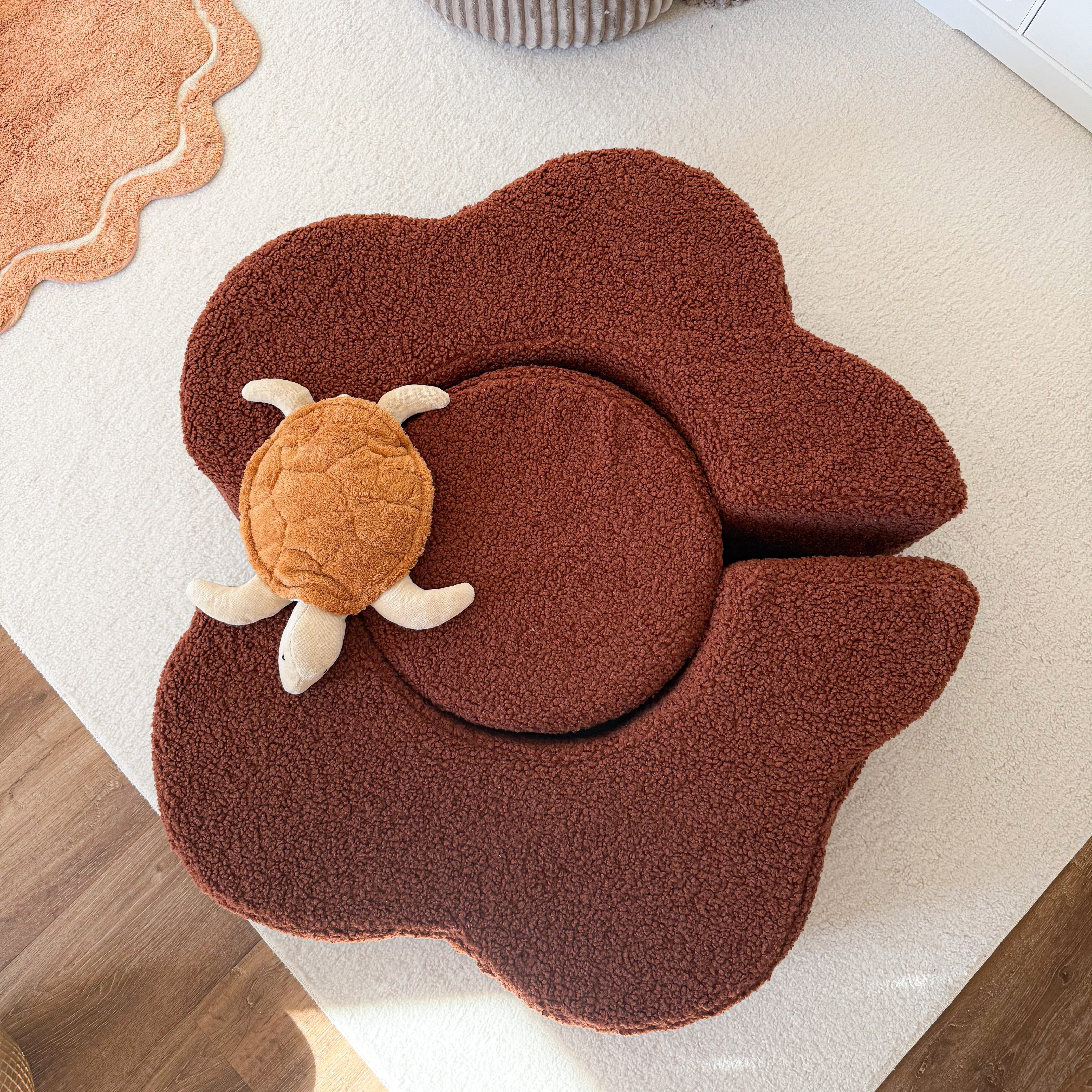 Pouf de motricté modulable Fleur en peluche Bearly | 3 pièces