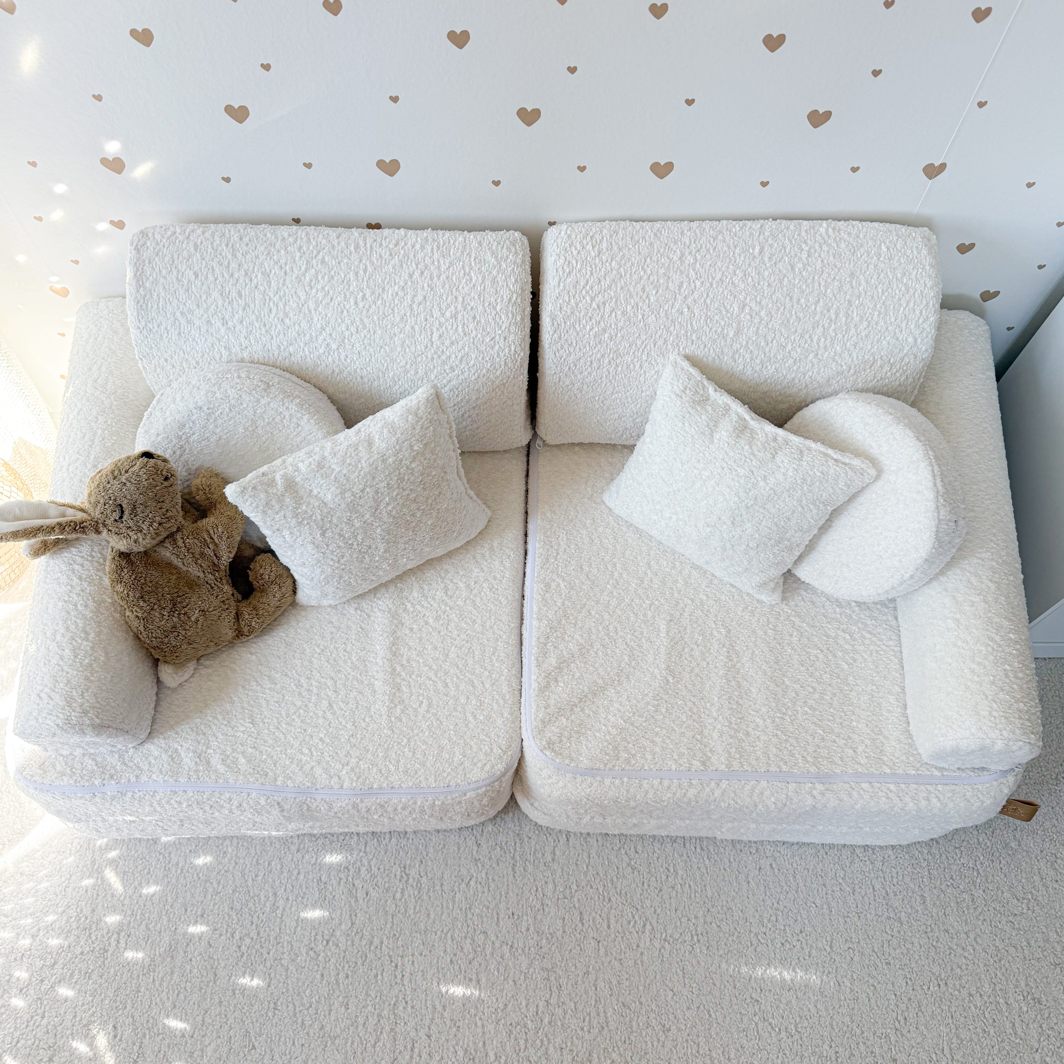 Canapé de jeu modulable Pocket 120cm en tissu texturé bouclé | 10 Pièces