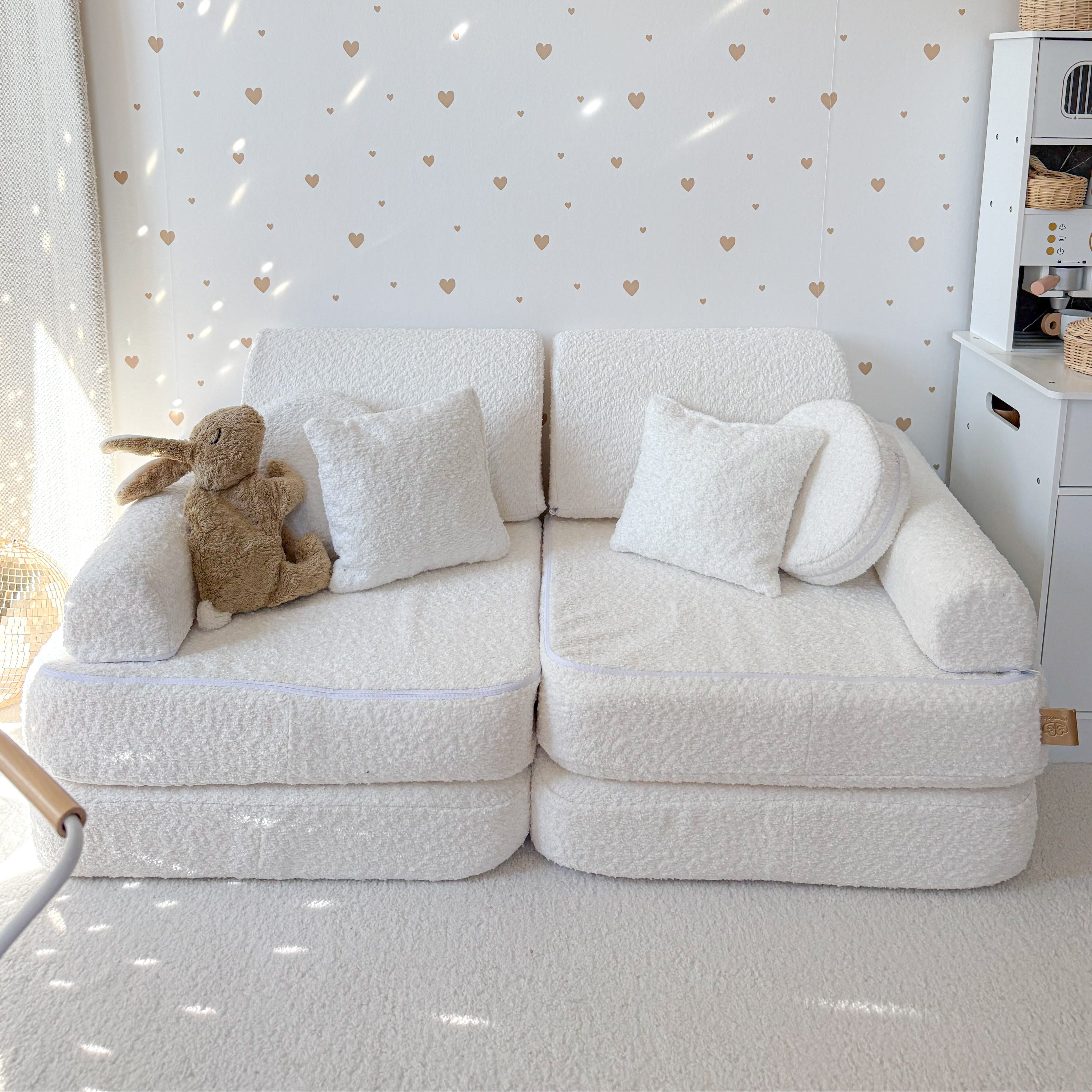 Canapé de jeu modulable Pocket 120cm en tissu texturé bouclé | 10 Pièces