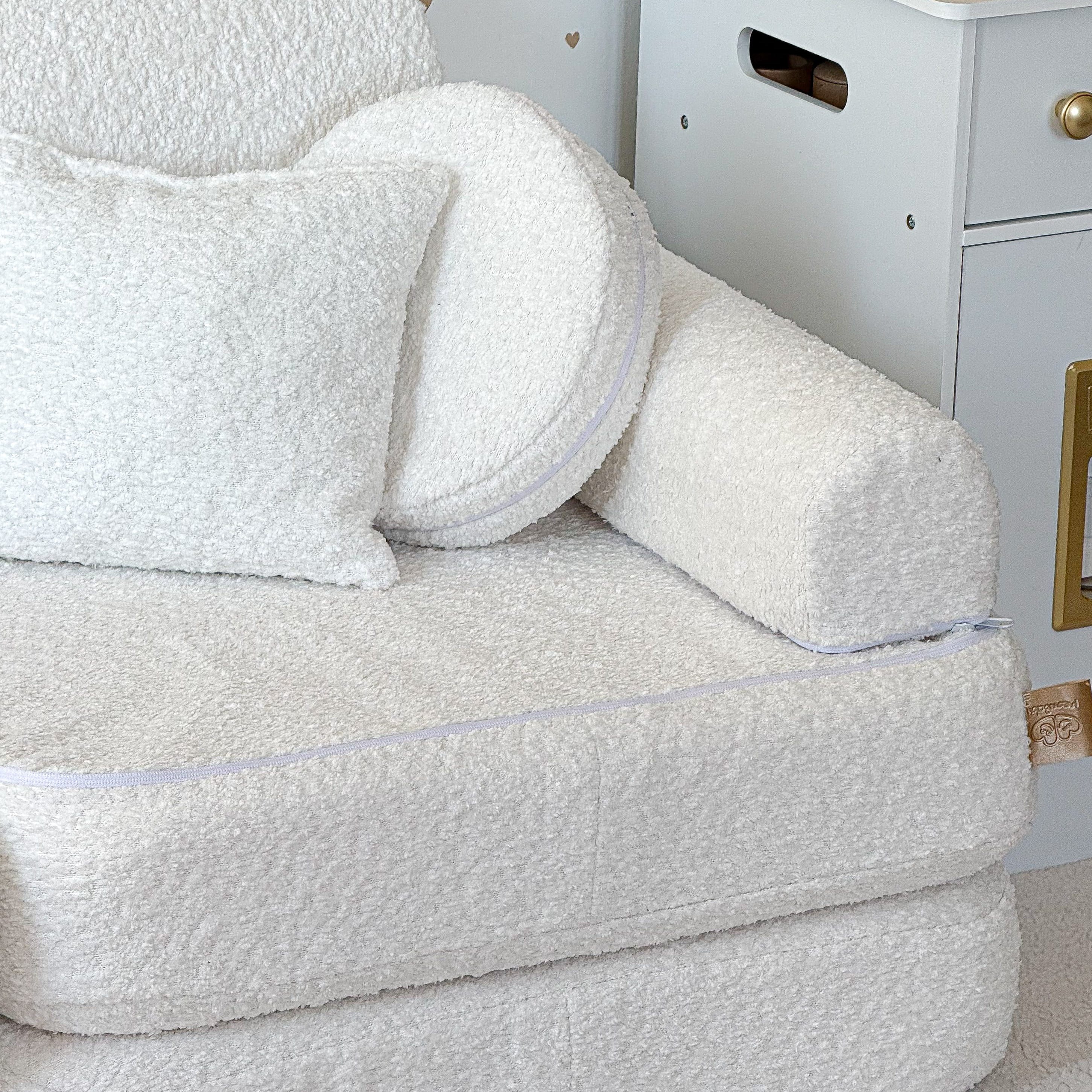 Canapé de jeu modulable Pocket 120cm en tissu texturé bouclé | 10 Pièces