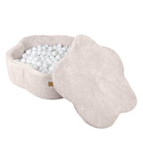 Piscine à balles Fleur 93x30 cm avec son tapis de jeu en velours Aesthetic, 200 balles – Écru | Balles au choix
