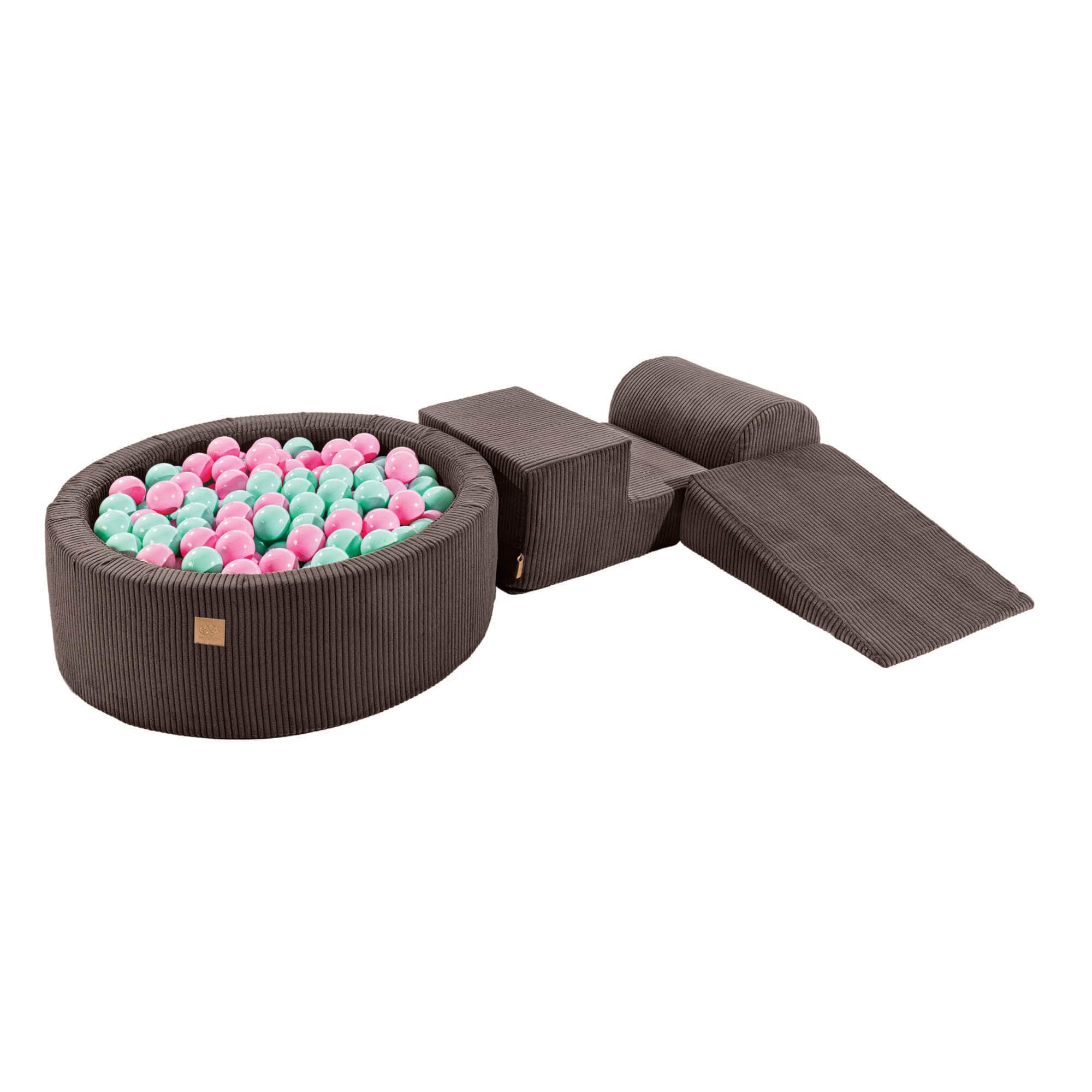 Meowbaby Aesthetic Kids Foam Climbing Blocks Brown - Baby Soft Play Set | Balls to Choose