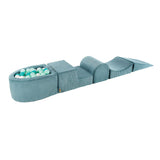 Parcours de motricité avec petite piscine à balles, en velours Corduroy à larges côtes Aesthetic - Turquoise | Balles au choix