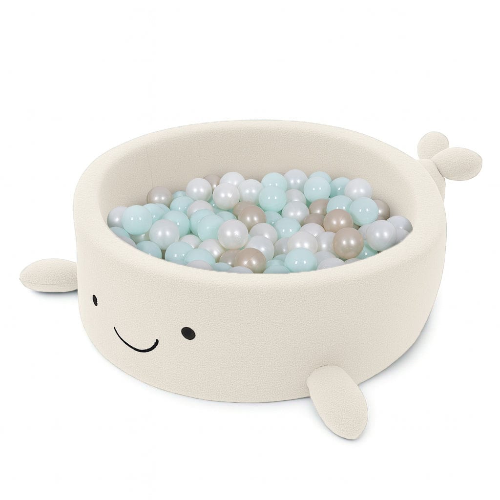 MEOWBABY Piscine à Balles Bébé 90x40 Cm – 300 Balles Incluses, Coton Doux Et Lavable, Gris Clair, Motricité Et Sensoriel