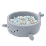 Piscine à balles Baleine 90x30 cm en bouclette, 200 balles - Bleu | Balles au choix