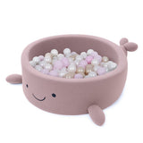 Piscine à balles Baleine 90x30 cm en bouclette, 200 balles - Rose clair | Balles au choix