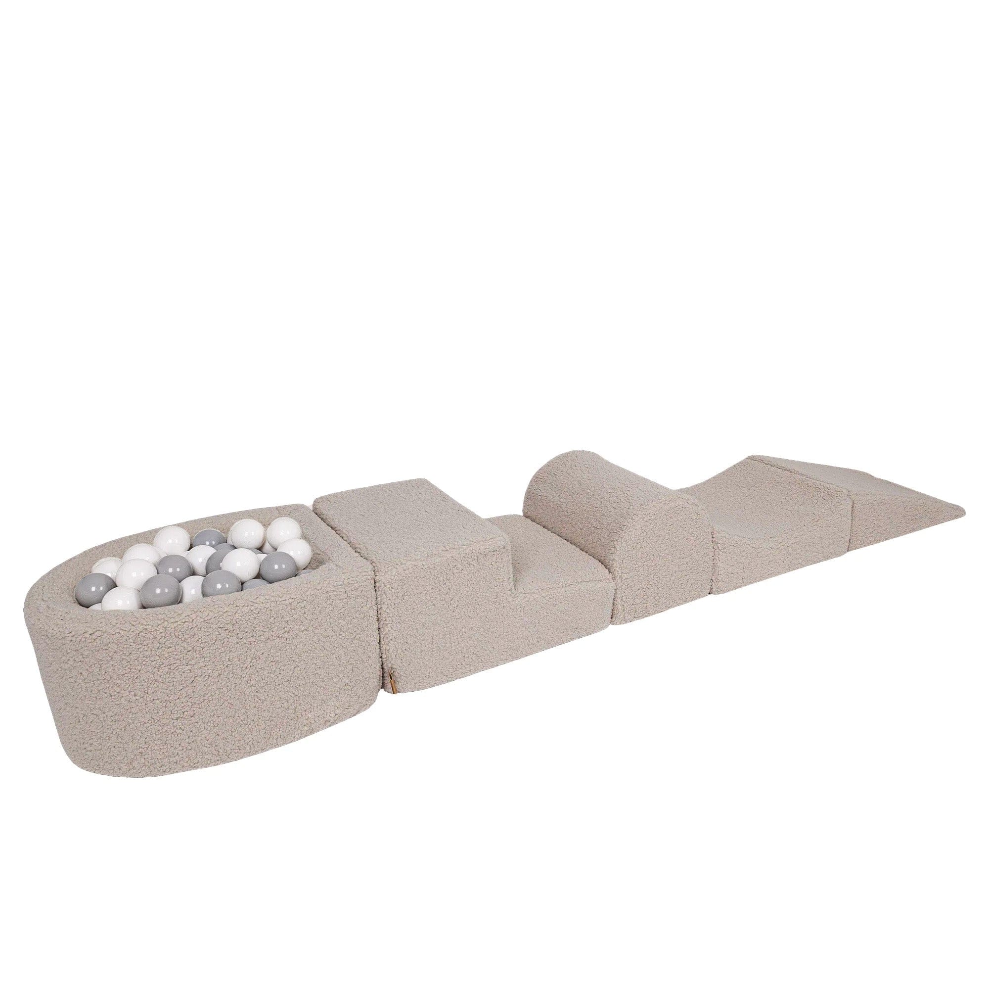 Meowbaby Bearly Kids Foam Climbing Blocks Light Grey - Baby Soft Play Set | Balls to Choose