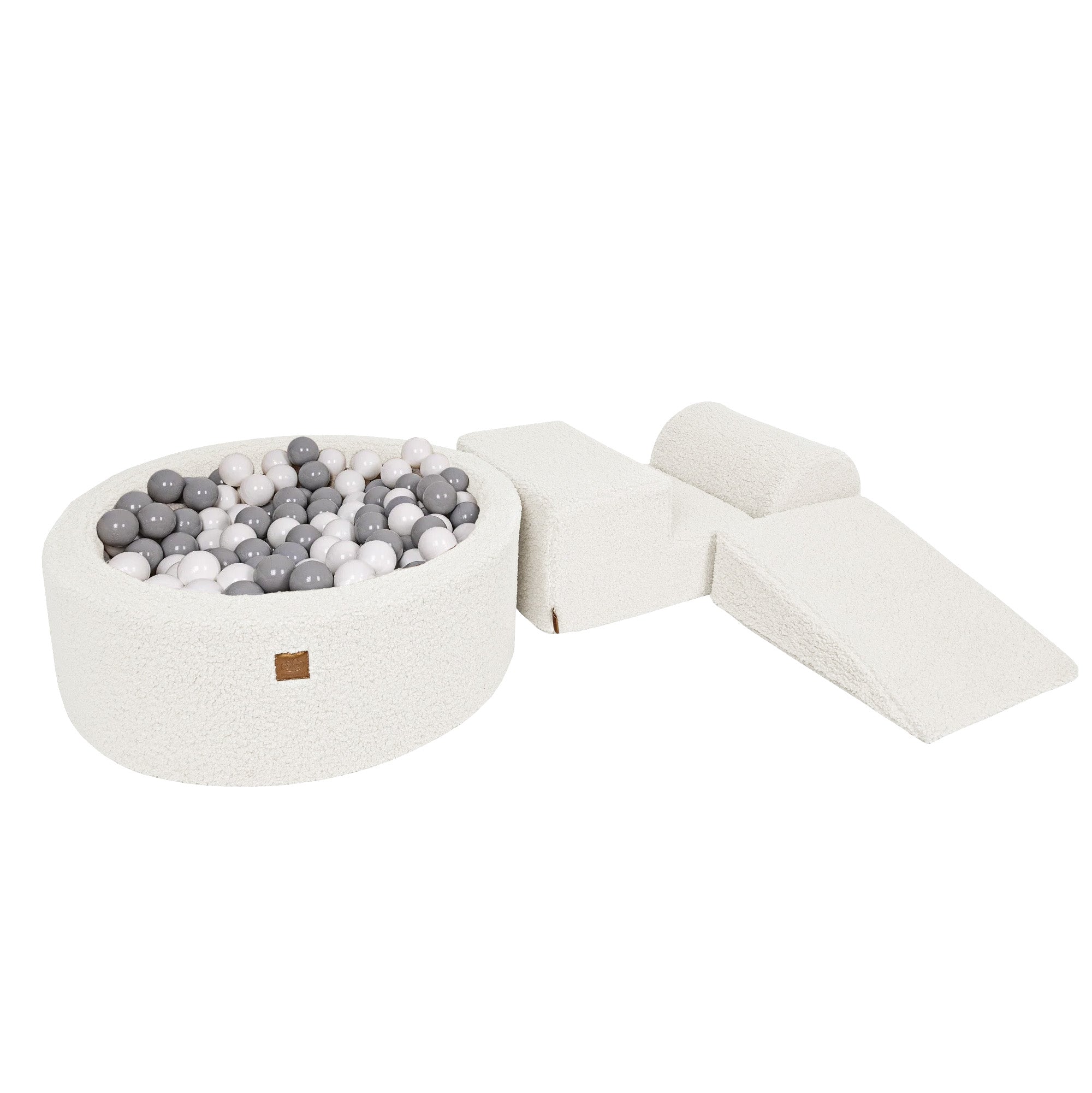 Meowbaby Bearly Kids Foam Climbing Blocks White - Baby Soft Play Set | Balls to Choose