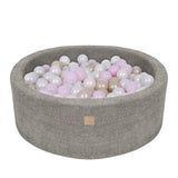 Piscine à balles ronde 90x30 cm en tissu texturé bouclé, 200 balles - Marron glacé | Balles au choix
