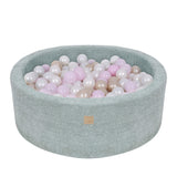 Piscine à balles ronde 90x30 cm en tissu texturé bouclé, 200 balles - Menthe | Balles au choix