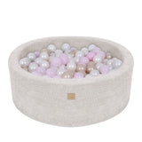 Piscine à balles ronde 90x30 cm en tissu texturé bouclé, 200 balles - Champagne | Balles au choix