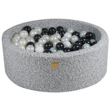 Piscine à balles ronde 90x30 cm en bouclette, 200 balles - Gris mélangé | Balles au choix