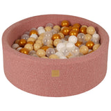 Piscine à balles ronde 90x30 cm en bouclette, 200 balles - Rose | Balles au choix