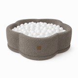 Piscine à balles Fleur 90x30 cm avec son tapis de jeu en tissu texturé bouclé, 200 balles – Marron glacé | Balles au choix