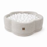 Piscine à balles Fleur 90x30 cm avec son tapis de jeu en tissu texturé bouclé, 200 balles – Champagne | Balles au choix