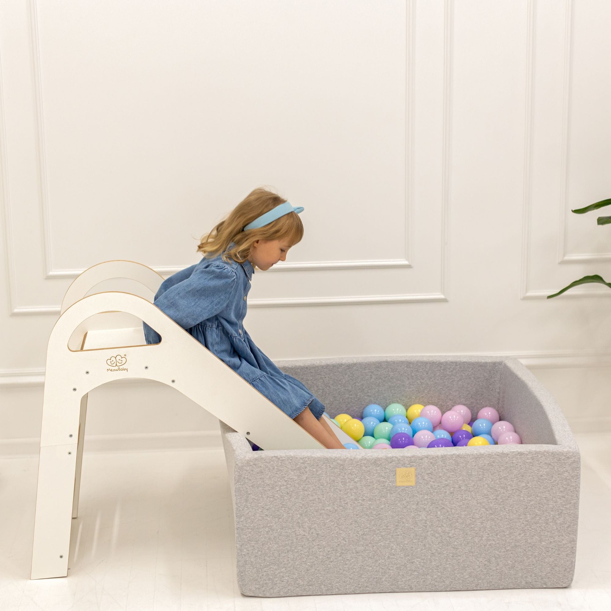 Meowbaby Cotton Ball Pit Dark Grey Square Balls to Choose