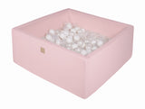 Piscine à balles carrée 90x90 cm en jersey, 300 balles - Rose | Balles au choix