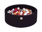 Piscine à balles ronde 90x30 cm en jersey, 200 balles - Noir | Balles au choix