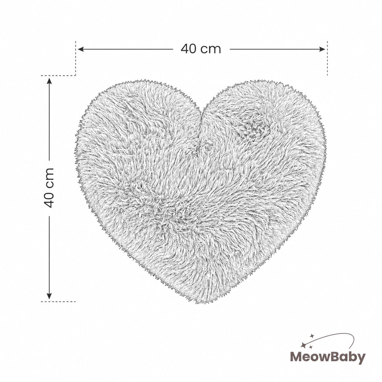 Meowbaby Furry Heart Decorative Pillow for Children – Soft and Stylish | Mammoth