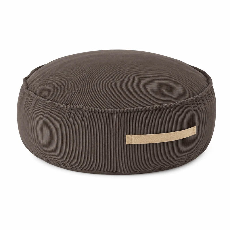 Coussin de sol rond en velours Corduroy à fines côtes Slimcord