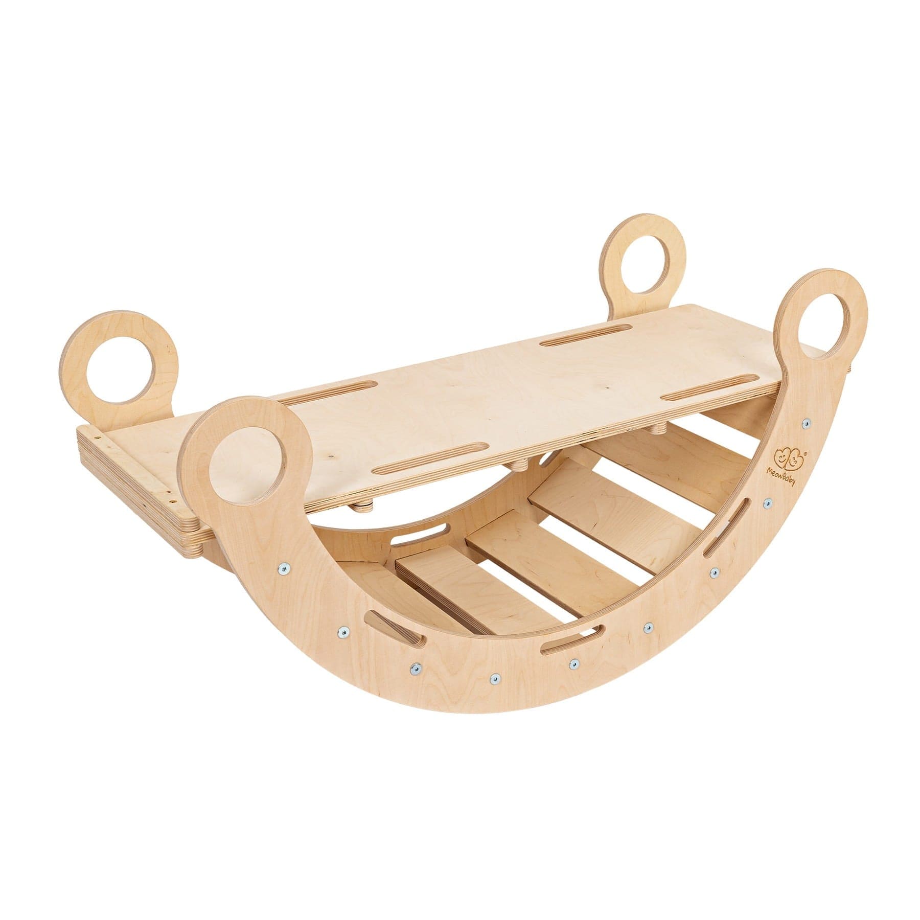Meowbaby Rocker Natural - Wooden Toddler Indoor Climbing Frame for Kids