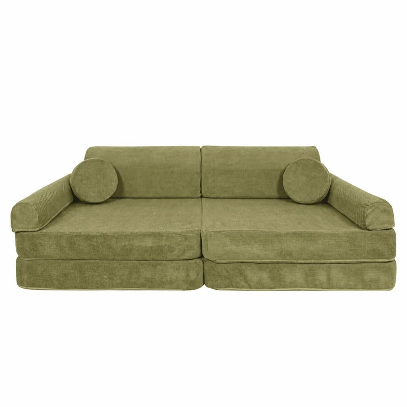 Canapé de jeu modulable Premium 160cm en velours Corduroy à fines côtes Slimcord | 8 Pièces