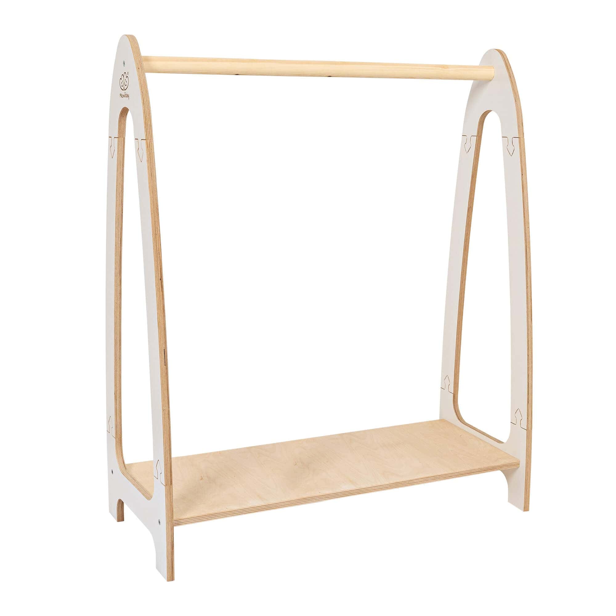 Meowbaby Soft Hanger - Wooden Clothes Rail With Shelve For Kids Bedroom