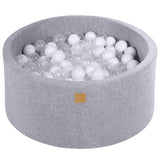 Piscine à balles ronde 90x40 cm en velours, 300 balles - Gris | Balles au choix