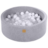 Piscine à balles ronde 90x30 cm en velours, 200 balles - Gris | Balles au choix