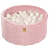 Piscine à balles ronde 90x40 cm en velours, 300 balles - Rose | Balles au choix