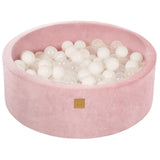 Piscine à balles ronde 90x30 cm en velours, 200 balles - Rose | Balles au choix