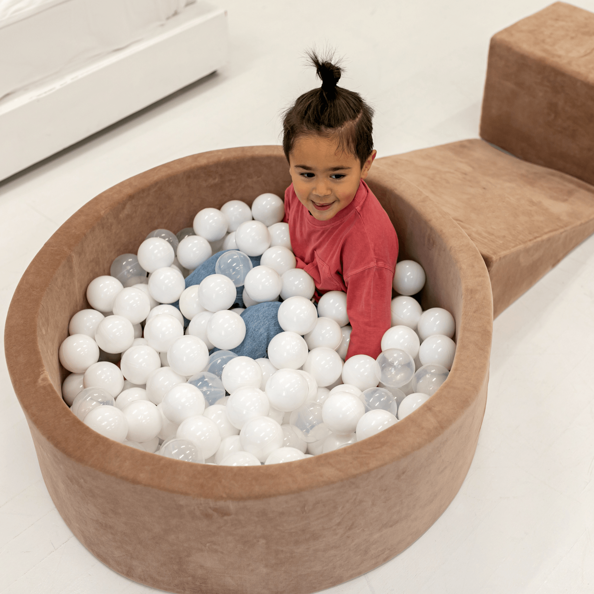 Meowbaby Velvet Kids Foam Climbing Blocks Beige - Baby Soft Play Set | Balls to Choose