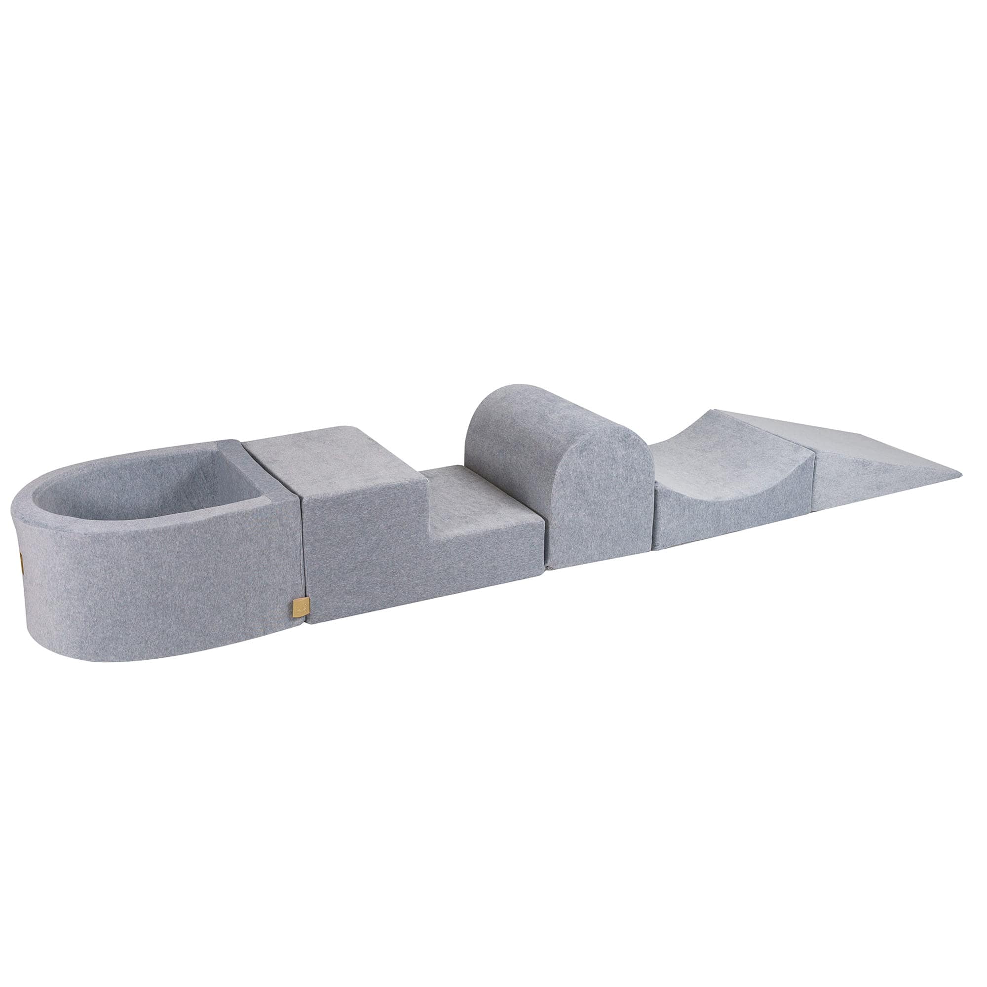 Meowbaby Velvet Kids Foam Climbing Blocks Light Grey - Baby Soft Play Set | Balls to Choose