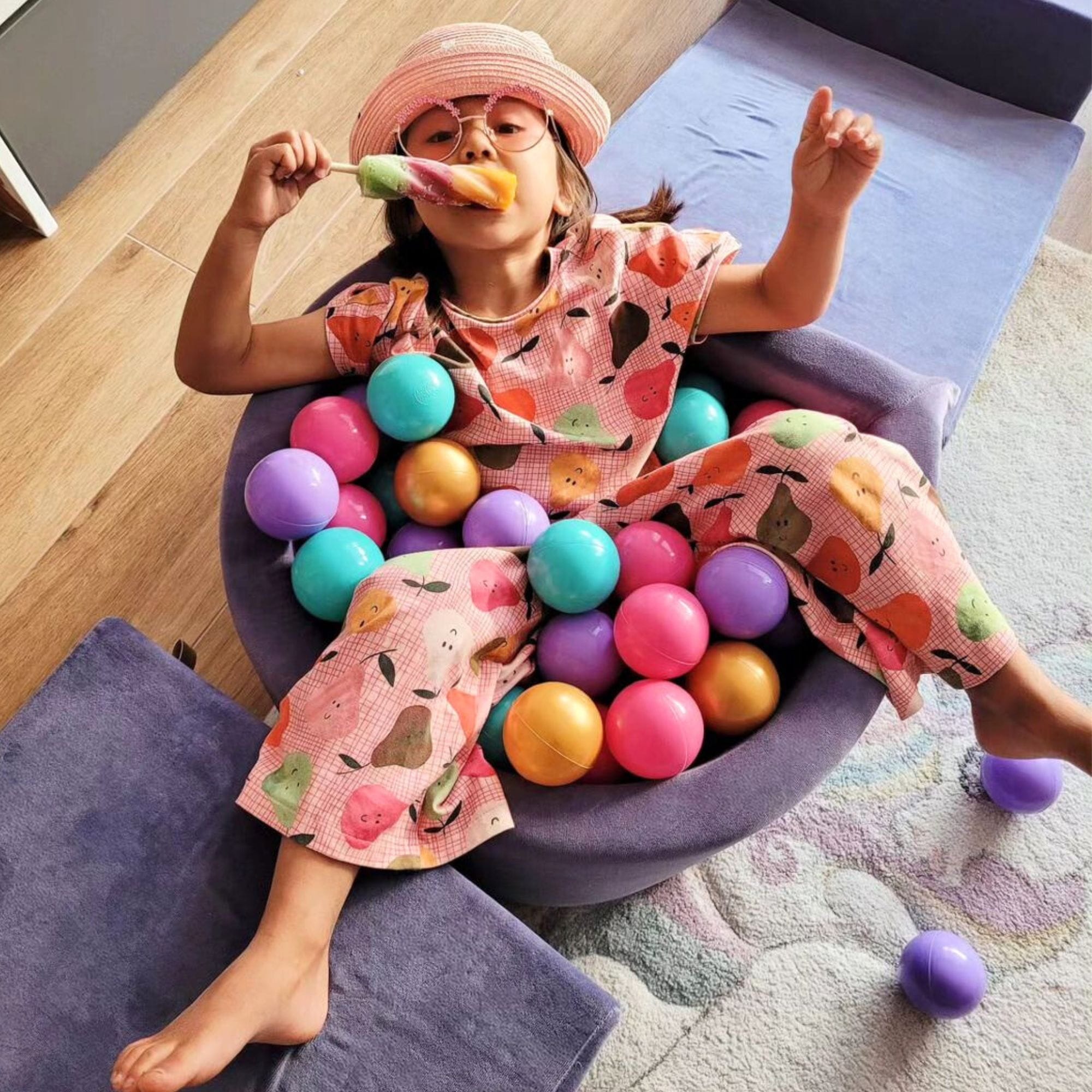 Meowbaby Velvet Kids Foam Climbing Blocks Magenta - Baby Soft Play Set | Balls to Choose
