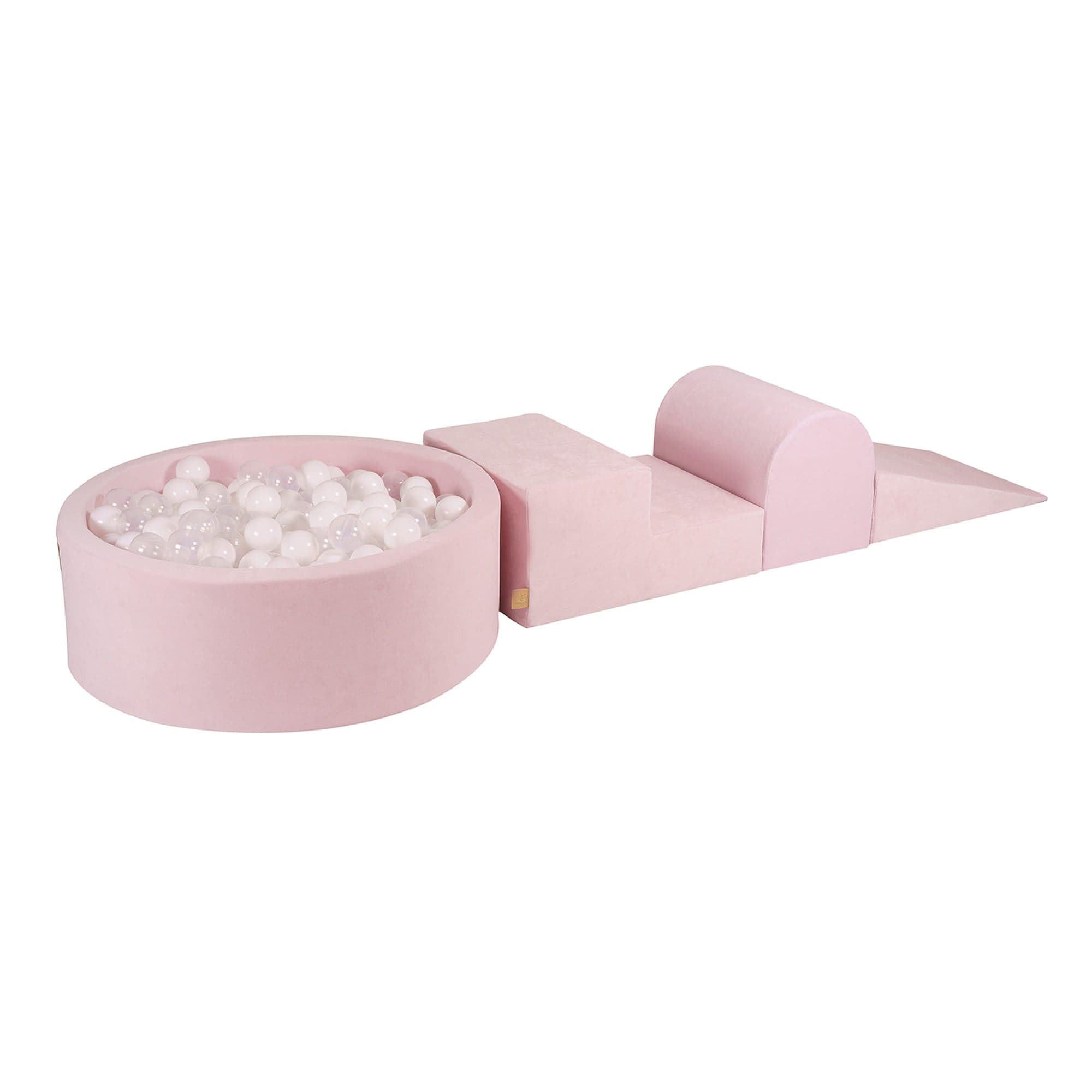 Meowbaby Velvet Kids Foam Climbing Blocks Pink - Baby Soft Play Set | Balls to Choose
