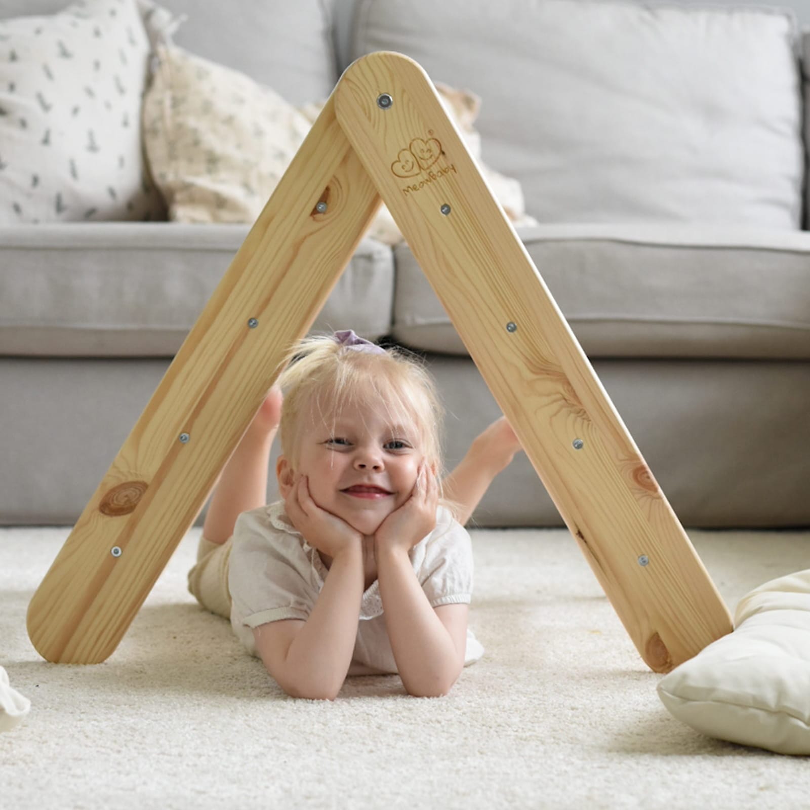 Meowbaby Wooden Climbing Frame for Kids - Montessori Climbing Triangle