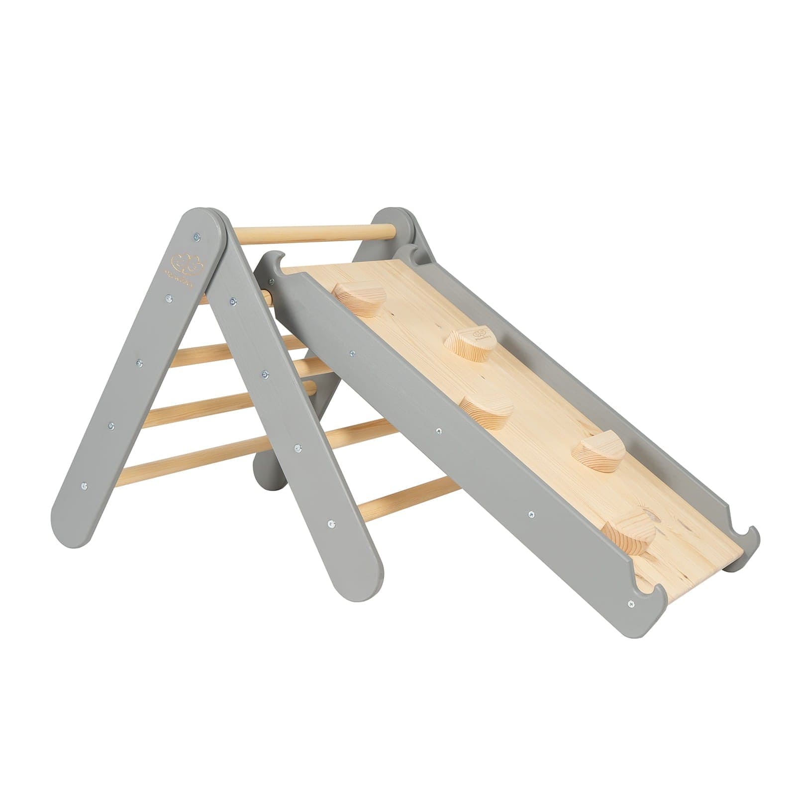 Meowbaby Wooden Climbing Triangle for Kids with Slide 2 in 1